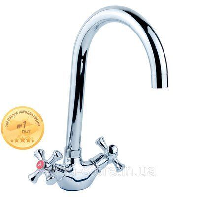 Смеситель PL 1/2" для кухни гусь высокий ухо на гайке AQUATICA PL-4B455C (9777130) 9777130 фото