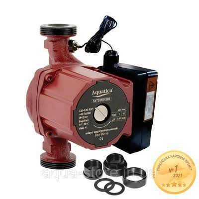 Насос циркуляционный с термодатчиком 100Вт Hmax 6м Qmax 75л/мин &Oslash;11&frasl;2" 180мм+гайки &Oslash;1" AQUATICA (774032) TR774032 фото