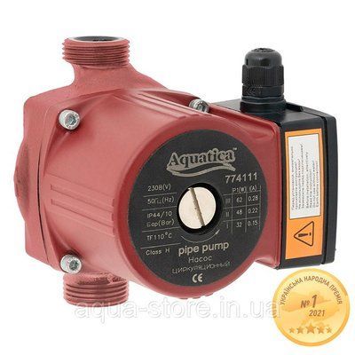 Насос циркуляционный 245Вт Hmax 8м Qmax 200л/мин &Oslash;2" 180мм + гайки &Oslash;11&frasl;4" AQUATICA (774142) 774142 фото