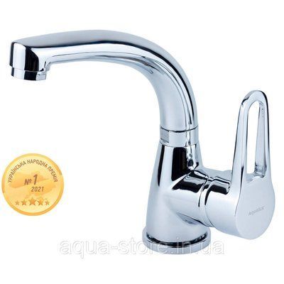 Смеситель HL &Oslash;35 для раковины гусь изогнутый на гайке AQUATICA HL-1A230C (9734000) 9734000 фото