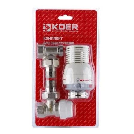 Комплект KOER KR.1320 1/2'' для подключения радиатора (угловой) с термоголовкой 00237 фото