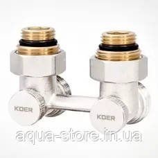 Узел KOER KR.1132 нижнего подключения радиатора угловой 3/4" (комплект) 695-01 фото